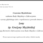 Kondolencje dla radnego Cezareo Męzińskiego z powodu śmierci żony.